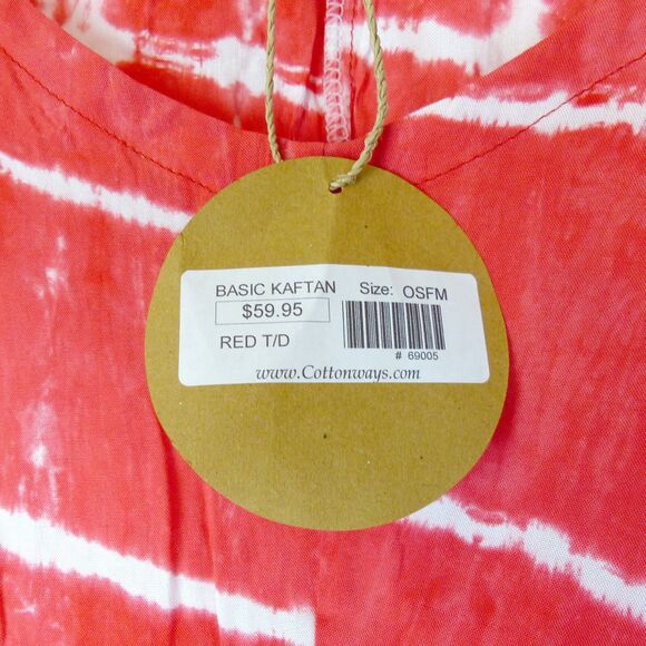 Cotton Ways Kaftan Caftan Womens One Size Red Tie Dye Rayon Dress NWT Boho Beach - Picture 14 of 14